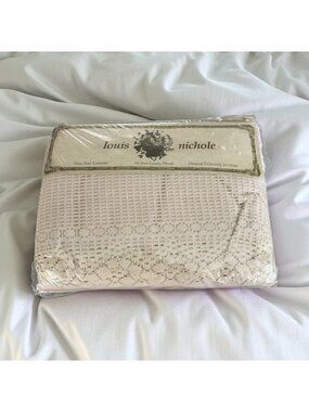 Vintage 90s Louis Nichole Lace Bed Twin Sheet Set Ensemble Shabby Chic Girl